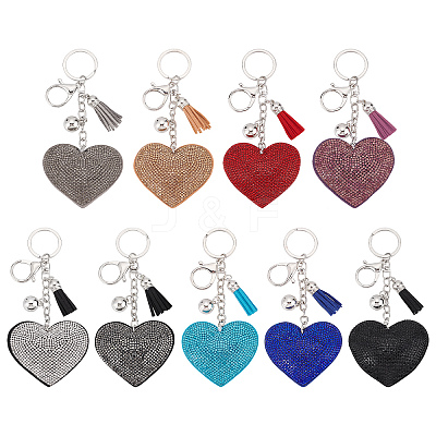 9pcs 9 style Valentine's Day Full Resin Rhinestone Pendant Keychain KEYC-CP0001-10-1