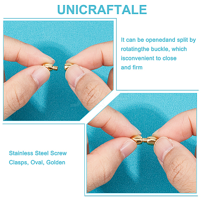 6Pcs 304 Stainless Steel Screw Clasps STAS-UN0050-12-1