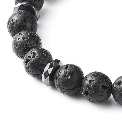 Energy Power Cross Beads Stretch Bracelets Set for Men Women BJEW-JB06891-1