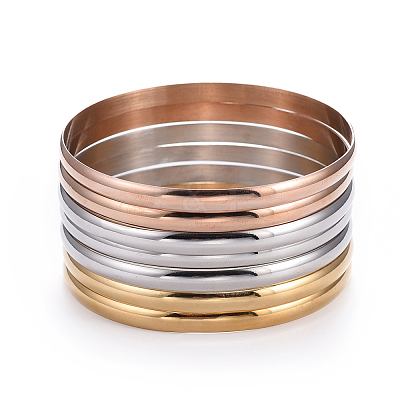 Fashion 201 Stainless Steel Bangle Sets X-BJEW-L664-024D-M-1-1
