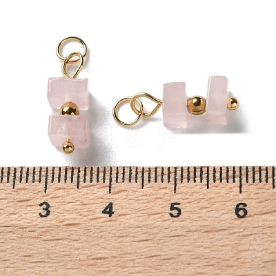 Natural Rose Quartz Cuboid Beaded Pendants STAS-C120-02G-06-1