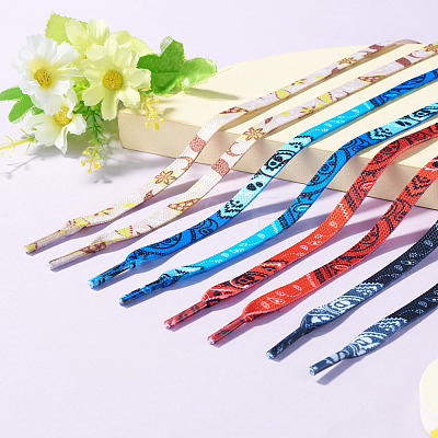 4 Pairs 4 Colors Flower Pattern Polyester Shoelaces FIND-TA0010-30-1