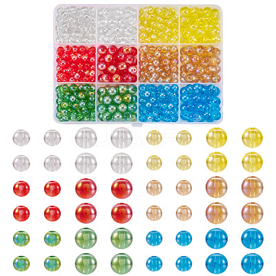 528Pcs 12 Style Electroplate Transparent Glass Beads GLAA-TA0002-31-1