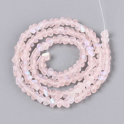 Frosted Transparent Glass Beads Strands GLAA-N054-4mm-02-1
