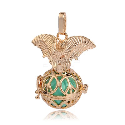 Golden Plated Brass Hollow Round Cage Pendants KK-J252-03G-1