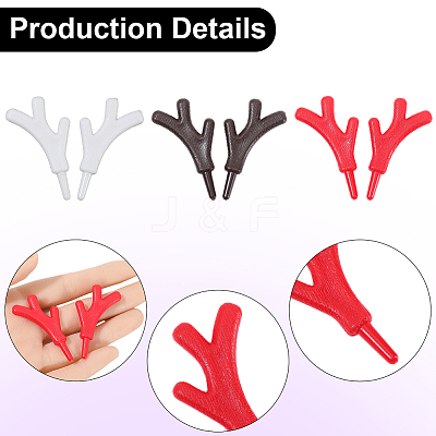 30 Pairs 3 Colors Plastic Snowman Hand Branch Antler AJEW-GF0012-64B-1