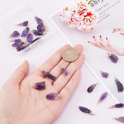 30Pcs Raw Rough Natural Amethyst Pendants FIND-FH0004-86-1