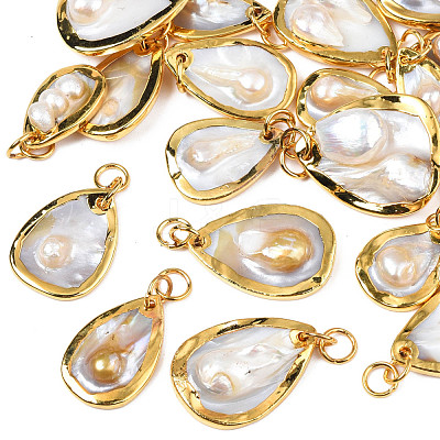 Natural White Shell Pendants SHEL-S278-075-1