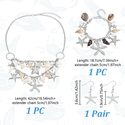 Ocean Theme Jewelry Sets SJEW-GA0001-05-1