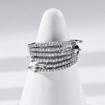 Brass Micro Pave Clear Cubic Zirconia Finger Rings RJEW-S398-01P-1