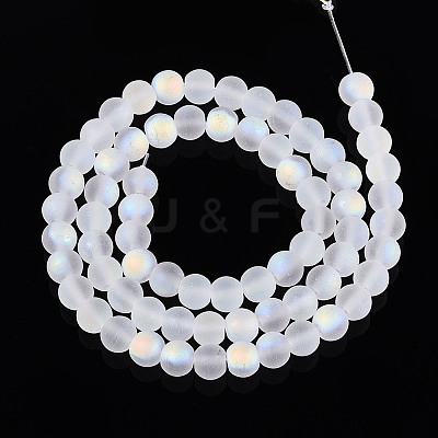 Frosted Imitation Jade Glass Beads Strands GLAA-T032-J6mm-MBB02-1