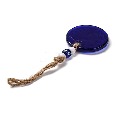 Flat Round with Evil Eye Lampwork Pendant Decoration HJEW-Z005-01J-1