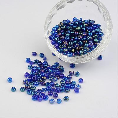 Transparent Rainbow Colours Round Glass Seed Beads X-SEED-A007-4mm-168-1