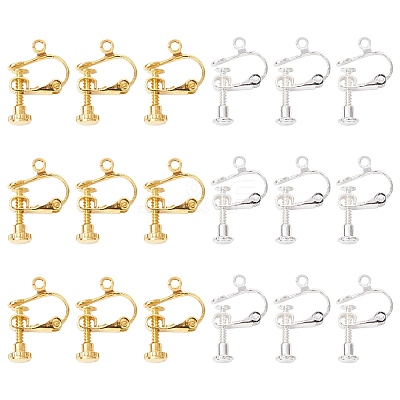 20Pcs 2 Colors Racking Plated Brass Clip-on Earring Findings KK-CJ0002-11-1