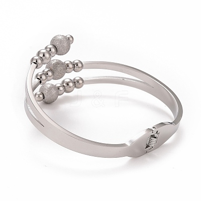 Non-Tarnish 201 Stainless Steel Ball Beaded Open Bangle BJEW-G648-05P-1