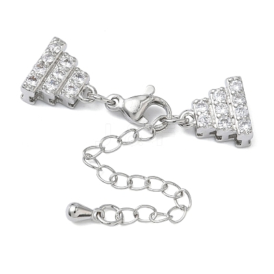 Brass Micro Pave Clear Cubic Zirconia Chain Extender KK-Z143-10P-1