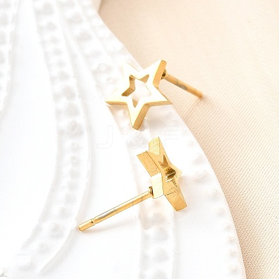 304 Stainless Steel Tiny Hollow Out Star Stud Earrings for Women STAS-A065-01G-1
