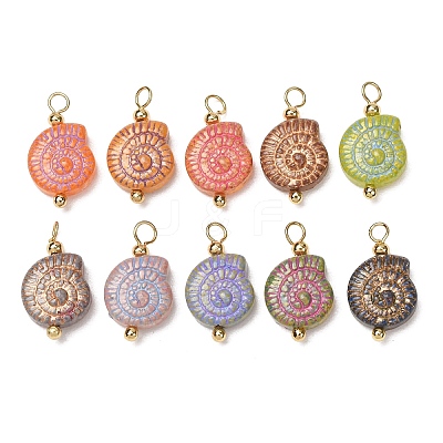 Baking Paint & Golden Metal Enlaced Glass Pendants GL-CBA010C-14G-1