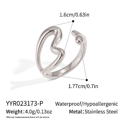 304 Stainless Steel Cuff Open Rings for Women XV0496-2-1