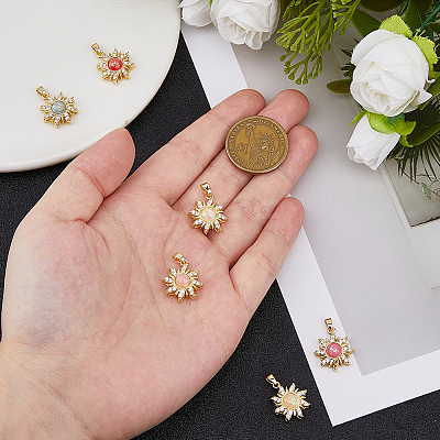 6Pcs 6 Colors Rack Plating Brass Pendant KK-DC0004-98-1