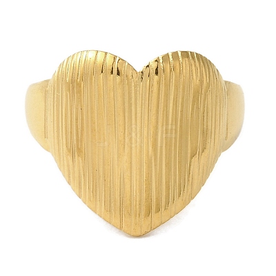 Ion Plating(IP) 304 Stainless Steel Heart Open Cuff Rings for Women RJEW-Z053-07G-1