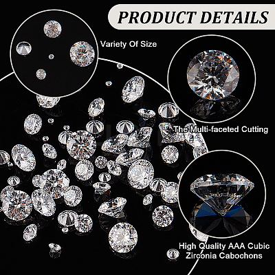 100Pcs 5 Styles Diamond Shape Grade AAA Cubic Zirconia Cabochons ZIRC-BBC0002-98-1