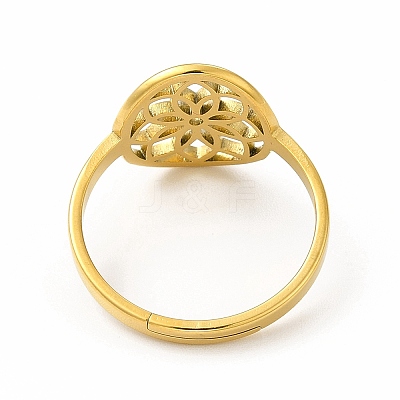 Ion Plating(IP) 304 Stainless Steel Flower Adjustable Ring for Women RJEW-B027-19G-1
