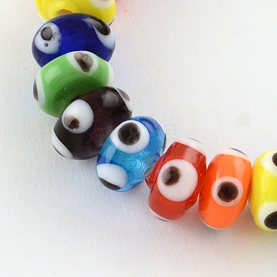 Rondelle Evil Eye Lampwork Bead Strands X-LAMP-R121-M-1