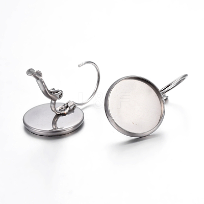 Tarnish Resistant 304 Stainless Steel Leverback Earring Settings X-STAS-F191-03P-14mm-1