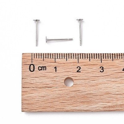 Tarnish Resistant 316 Surgical Stainless Steel Flat Round Blank Peg Stud Earring Settings STAS-R073-04-1