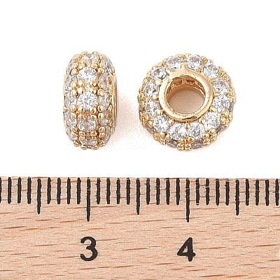 Brass Micro Pave Clear Cubic Zirconia Beads KK-B100-008G-1