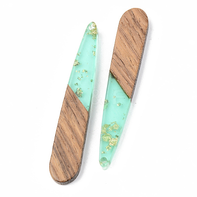 Transparent Resin & Walnut Wood Pendants X-RESI-S389-039A-B02-1