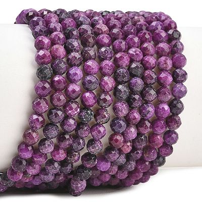 Heated Natural Sugilite Beads Strands G-B193-B04-4mm-1