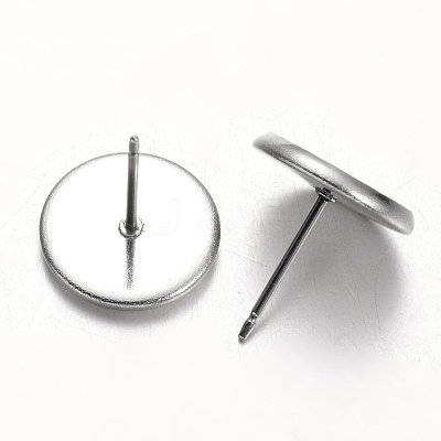 Tarnish Resistant Flat Round 304 Stainless Steel Stud Earring Settings STAS-M227-10mm-1