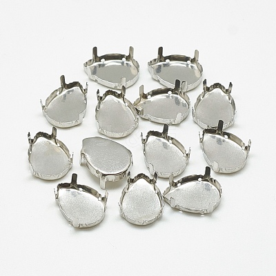 Non-Tarnish 201 Stainless Steel Sew on Prong Settings STAS-T032-02-13x18mm-1
