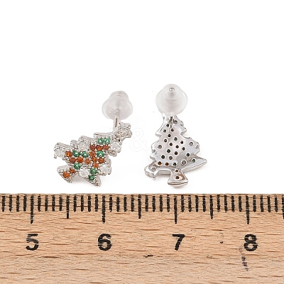 925 Sterling Silver Cubic Zirconia Stud Earrings EJEW-F394-01B-P-1