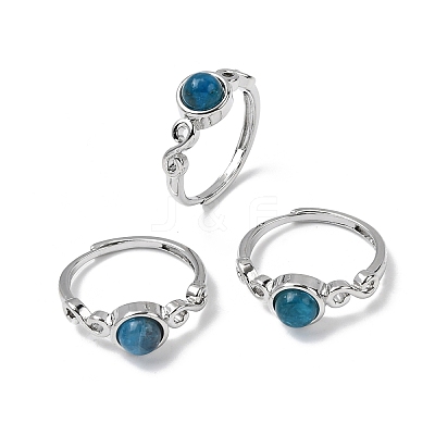 Natural Apatite Finger Rings RJEW-A084-04P-09-1