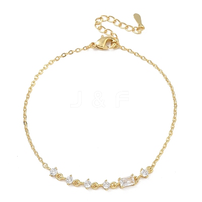 Brass Micro Pave Clear Cubic Zirconia Link Bracelets BJEW-E114-01C-G-1