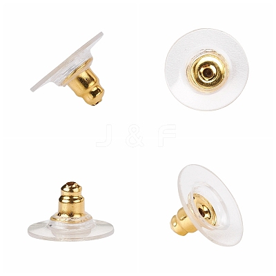 50Pairs Brass Bullet Clutch Bullet Clutch Earring Backs with Pad KK-YW0001-02G-1