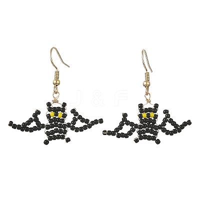 Halloween Glass Seed Bead Dangle Earrings EJEW-MZ00769-03-1