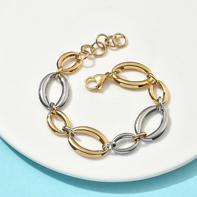 304 Stainless Steel Oval Link Chain Bracelets for Women BJEW-D456-05GP-02-1