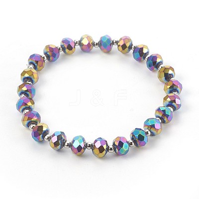 Electroplate Glass Stretch Bracelets BJEW-JB04017-1