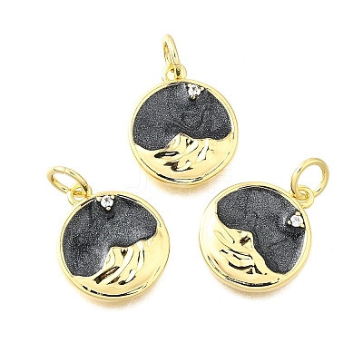 Brass Micro Pave Cubic Zirconia Pendants KK-S523-02G-1