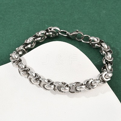 8MM 201 Stainless Steel Byzantine Chain Bracelets for Women BJEW-B143-06-1