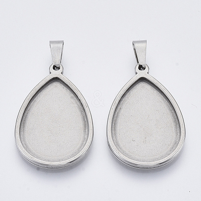 Tarnish Resistant 201 Stainless Steel Pendant Cabochon Settings X-STAS-R101-01-1