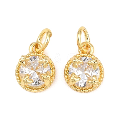 Brass Pave Cubic Zirconia Charms KK-K340-52G-1
