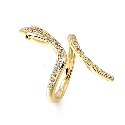 Brass Micro Pave Clear Cubic Zirconia Cuff Rings ZIRC-M117-02G-1