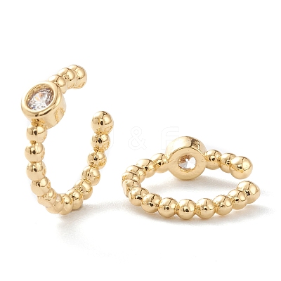 Brass Micro Pave Cubic Zirconia Cuff Earrings LS-EJEW-H109-01H-G-1