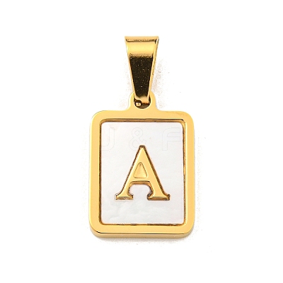 PVD Vacuum Plating 304 Stainless Steel Pave Natural White Shell Pendants STAS-S130-03G-A-1