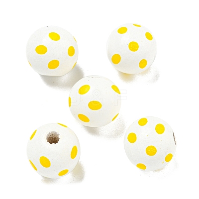 Printed Wood European Beads WOOD-G022-18B-1